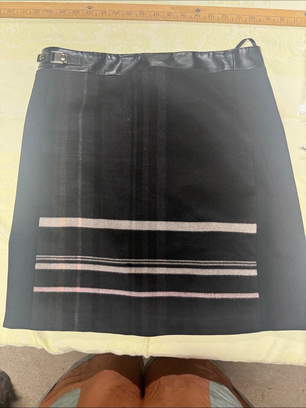 White House Black Market Black Mini Skirt with Stripe Accents